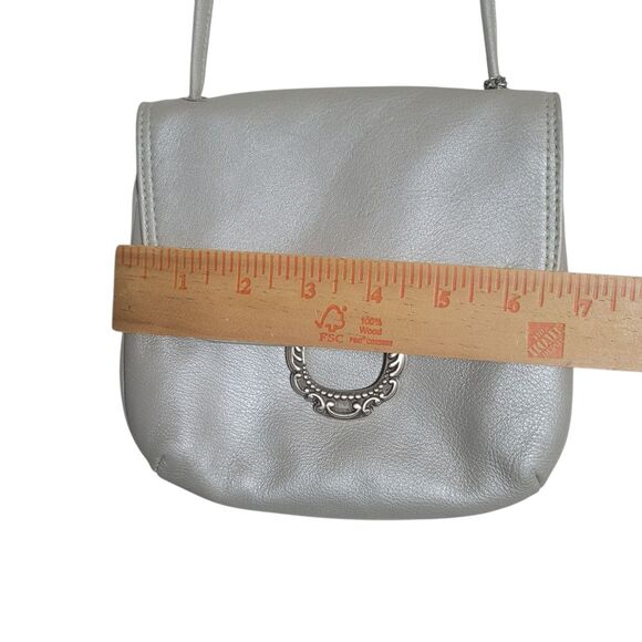 Fossil Leather Crossbody Bag Purse Women's Small Light Gray Going Out Event - Picture 6 of 13